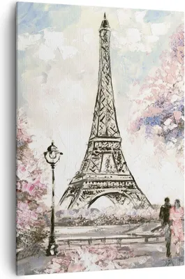 Produktbild von Bild auf Leinwand - Leinwandbild - Einteilig - Bäume Eiffle Paar Frankreich - 70x100cm - Wand Bild - Wanddeko - Wandbilder - Leinwanddruck - Wanddekoration - Leinwand bilder - Wandbild - PA70x100-3147