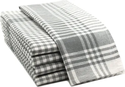 Produktbild von 5er Set Geschirrtücher 100% Baumwolle in 50x70 cm, saugstarke & robuste Küchentücher, grau kariert