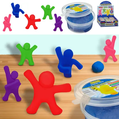 Produktbild von Springknete Display 24 Stück 20 Gramm rot rosa blau lila grün Knete Spielzeug Hüpfknete Kinderknete zum Modellieren