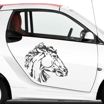 Produktbild von Aufkleber - Autoaufkleber-Set Pferdekopf 2 Stk. je 60cm x 66cm Graphit metallic - Tuning Carystyling Heckscheibe Auto