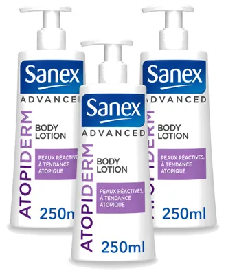 Obrázok produktu pre 3 kusy pleťového mlieka Sanex Advanced Atopiderm pre suchú a citlivú pokožku, objem 250 ml - výhodný balík