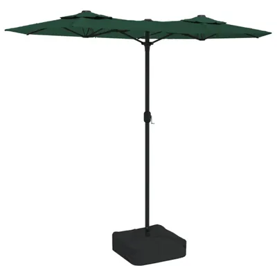 Produktbild von vidaXL Doppel-Sonnenschirm mit LED-Leuchten Grün 316x145 cm