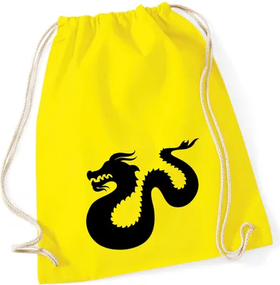 Produktbild von Huuraa Turnbeutel Dragon Silhouette 12 Liter Yellow Baumwolle Rucksack Geschenkidee