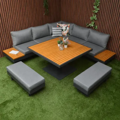 Produktbild von Gartenlounge Dining Toscane XXL de Luxe verstellbares Gartenset Aluminium/Holz – 81950PT