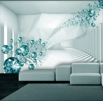 Produktbild von Fototapete selbstklebend 3d Effekt 343x256 cm Tapete Wandtapete Wandbilder Klebefolie Dekofolie Tapetenfolie Wand Dekoration Wohnzimmer - Geometrisch Abstrakt a-A-0188-a-d