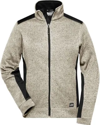 Produktbild von Pflegeleichte Strickfleece Jacke im Materialmix stone-melange/black, Gr. L