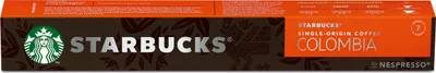 A box of Starbucks single-origin coffee capsules for Nespresso.