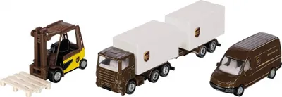 Produktbild von SIKU 6324, UPS Logistik Set, Metall/Kunststoff, Braun/Weiß, Viele Funktionen, Kombinierbar mit SIKU Modellen im gleichen Maßstab