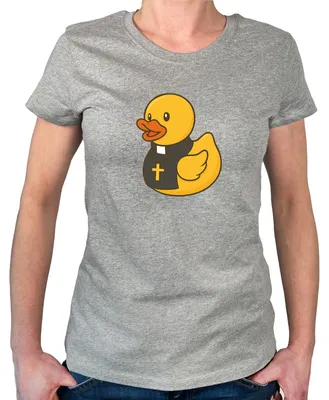 Produktbild von Huuraa Damen T-Shirt Quietscheente Pfarrer Comic Gummiente S Sport Grey Bio Baumwolle Fairtrade Damenshirt Geschenkidee