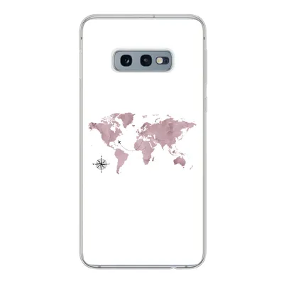 Produktbild von MuchoWow® Handyhülle Schutzhülle Hülle für Samsung Galaxy S10e Weltkarte - Rosa - Flugzeug Silikon Softcase Handy Hülle - Handy
