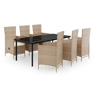 Produktbild von vidaXL 7-tlg. Garten-Essgruppe mit Auflagen Beige