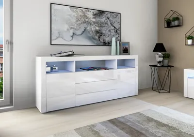 Produktbild von Kommode "Santa Fe" 166 cm, weiß-hochglanz