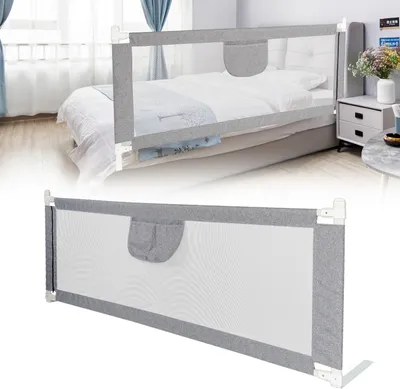 Produktbild von TolleTour Bettgitter Bettschutzgitter Kinderbettgitter Babybettgitter 180 x 80 cm EXTRA HOCH Gitter Kinderbett Fallschutz Bett Darkgray