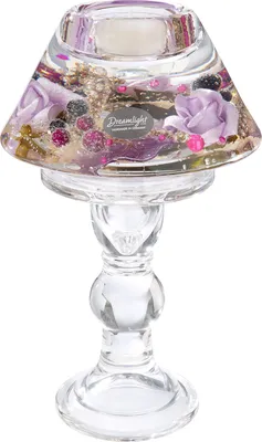 Obrázek produktu pro GILDE Dreamlight, svícen na čajovou svíčku, lampa Memphis, "Claire", růžová, sklo, fialová, v. 20 cm, hl. 12 cm 73547