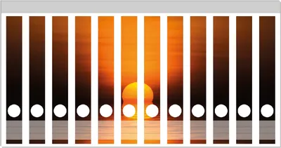 Produktbild von Wallario Ordnerrücken Sticker, selbstklebend für schmale Ordner, 12 Stück, Motiv Sonnenuntergang über dem Wasser II