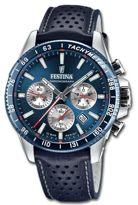 Produktbild von Festina Timeless Chronograph Herren Elegant Armbanduhr Leder dunkelblau D3UF20561/2