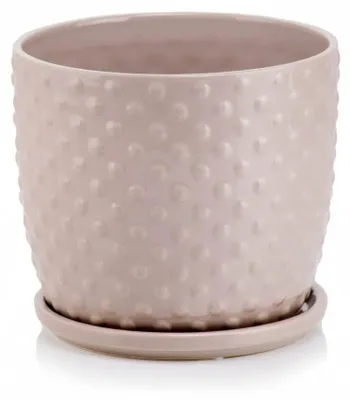 Produktbild von Polnix Keramik Blumentopf Grau mit Untersetzer 17x16 cm