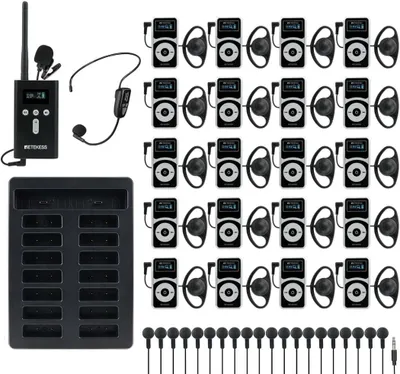 Immagine prodotto di Retekess T130P Guide System, cuffie da guida, cancellazione graduale del rumore, 160 m, lunga durata in standby 30 ore