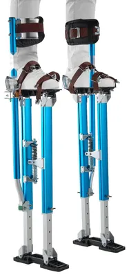 Produktbild von Trockenbau Stelzen - Verstellbare Arbeitsstelzen 61,5–102,3 cm - 103 kg Tragkraft - Doppelte Federn & Spanngurte - Rutschfeste Fußplatten - Aluminium - Blau