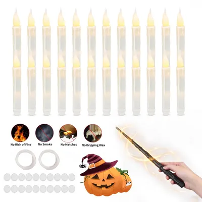 Produktbild von 24 Stück LED Kerzen Halloween Deko Magische Schwebekerzen Gruselige Stabkerzen