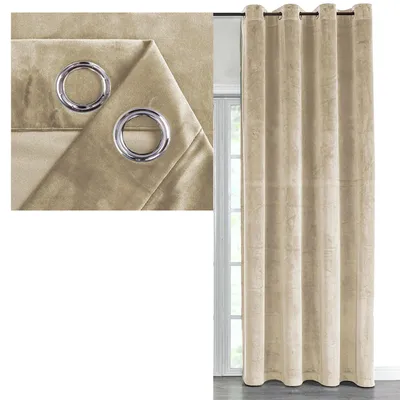 Produktbild von SAMT Vorhang Ösen BEIGE 140x225 cm Velvet Gardine Verdunkelnd Blickdicht
