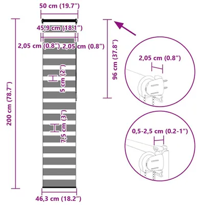 Produktbild von vidaXL Doppelrollo Weiß 50x200 cm Stoffbreite 45,9 cm Polyester