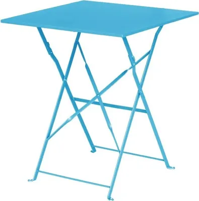 Produktbild von Bolero quadratischer klappbarer Terrassentisch Stahl azurblau 60cm