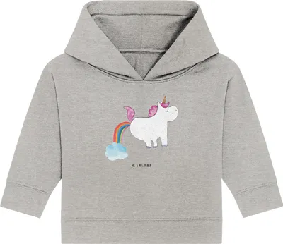 Produktbild von Mr. & Mrs. Panda Organic Baby Hoodie Einhorn Pupsen 24. - 36. Monat - Heather Grey - Geschenk, Spaß, Unicorn, Regenbogen, Erwachsenwerden, Lustig, Kapuzensweatshirt