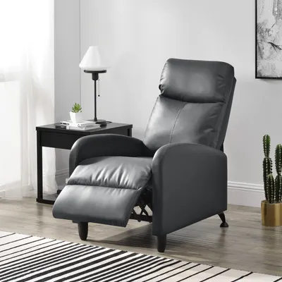 Zdjęcie produktu dla Fotel tapicerowany Bregenz fotel rozkładany fotel rozkładany 102x60x92 cm fotel TV fotel z regulowanym oparciem fotel TV z imitacji skóry szary [en.casa]