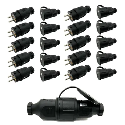 Produktbild von ARLI 5x Schutzkontaktstecker + 5x Schutzkontaktkupplung mit Deckel 16A IP44 – Set