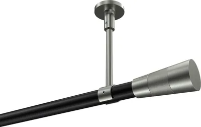 Produktbild von Interdeco Gardinenstange / Vorhangstange Schwarz / Edelstahl-Optik, Typ Sonette Tanara (Konus Bicolor) ohne Ringe, Deckenmontage, 20 mm Ø 1-läufig, 600 cm