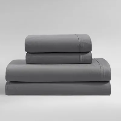 Produktbild von Calvin Klein Bettwäsche-Set für King-Size-Bett, gewaschenes Baumwoll-Perkal-Bettwäsche-Set, Moderne Heimdekoration (Graphit, King-Size)