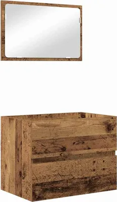 Produktbild von Badezimmermöbel-Set 2 pcs Altholz Sperrholz und Metall