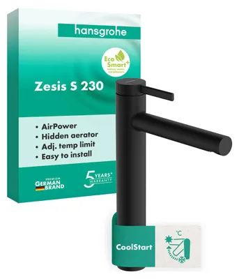Immagine prodotto di hansgrohe Zesis S Mitigeur monocommandé de lavabo 230 CoolStart pour lavabos à poser, sans garniture de vidage, 74731670, 74731670