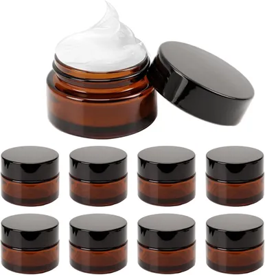 Imagen del producto de Recipientes de vidrio marrón, 30 ml, paquete de 8 unidades, herméticos, para cremas
