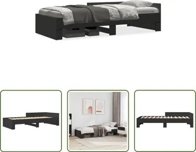 Produktbild von The Living Store Bettgestell Schwarz 75x190 cm Holzwerkstoff