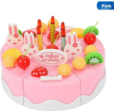 Produktbild von Kinder DIY Kuchen Rosa Geburtstag Obst mit Kerzen Kinder Lebensmittel Schneiden Spielzeug Set