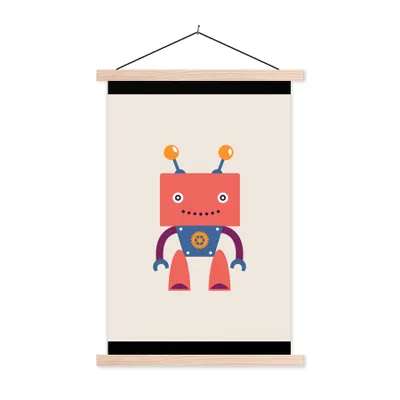 Produktbild von MuchoWow® Textilposter Roboter - Getriebe - Gesicht - Antenne - Kinder - Jungen 40x53 cm mit holzfarbenen Rahmen - Schlafzimmer