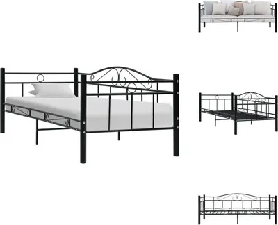 Zdjęcie produktu dla vidaXL Rama łóżka dziennego czarna metalowa 90×200 cm - Łóżka i ramy łóżek