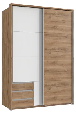 Produktbild von Schwebetürenschrank 2-trg.Kleiderschrank 138 cm Eiche Weiß Schubladen Passepartout / 22670