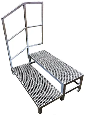 Produktbild von 2-stufige Treppe Außentreppe aus Metall - 60 cm breit, 40 cm hoch, mit Geländer
