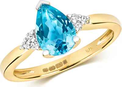 Produktbild von Edler 9 Karat (375) Gold Damen - Diamant Solitärring Brillant-Schliff 0.06 Karat mit Topas, 54 (17.2); TRS10956RSN