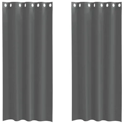Image de vidaXL Voile Rideaux avec oeillets 2 pcs. Gris foncé 140x225 cm