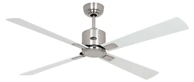 Image de Ventilateur de plafond à basse consommation avec télécommande Eco Neo III WiFi 132 cm Chrome brossé pales Blanc / Gris clair