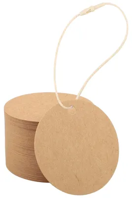 Imagen del producto de Set de 200 etiquetas de papel kraft con cinta de algodón beige
