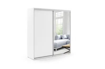 Produktbild von A20 Kleiderschrank mit Schiebetür und Spiegel - Weiß - 200 x 62 x 245 cm
