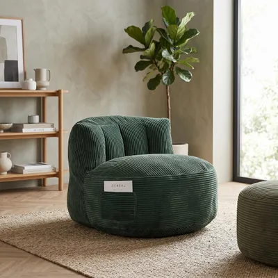 Image de Pouf pour adultes et enfants, pouf rembourré, fauteuil de détente moelleux en flanelle, pouf d'intérieur pour le salon, la chambre à coucher, la salle de jeux, vert foncé