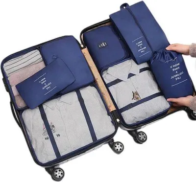Produktbild von Famanu Reiseorganizer Set mit 8 Verpackungswürfeln - Marineblau