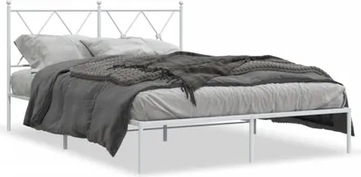 Obrázok produktu pre Maison Exclusive - Rám postele s čelom z bieleho kovu 135x190 cm