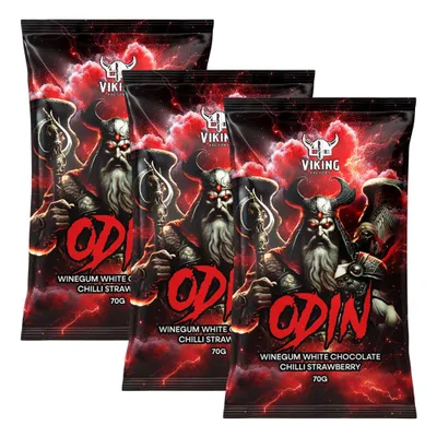 Immagine prodotto di 3 confezioni di gomme da masticare Odin, 70g l'una | Specialità scandinava | Confezione assortita